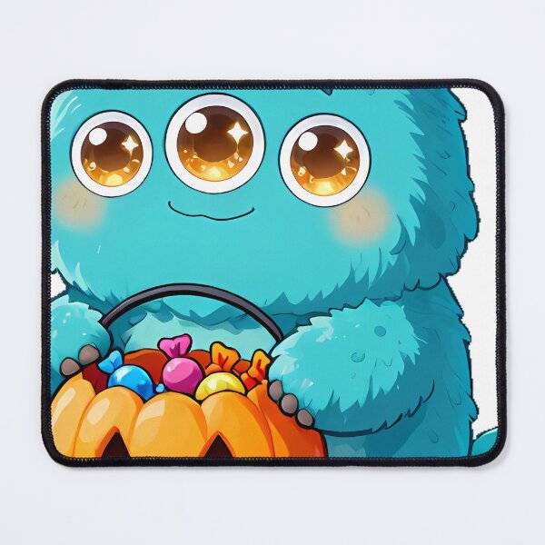 Item preview, Cute Multi-Eyed Turquoise Monster with Trick-or-Treat Pail Icon designed and sold by pumsquare.