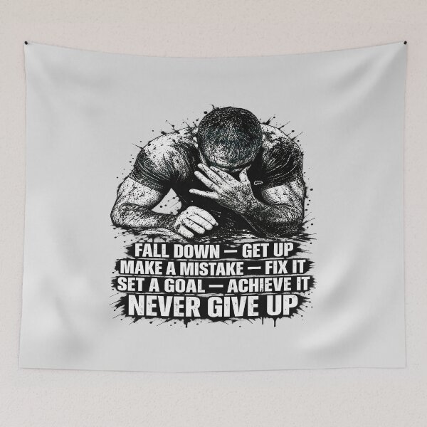 Item preview, Never Give Up Gym Motivational Quote Design designed and sold by FABIOLA1970.