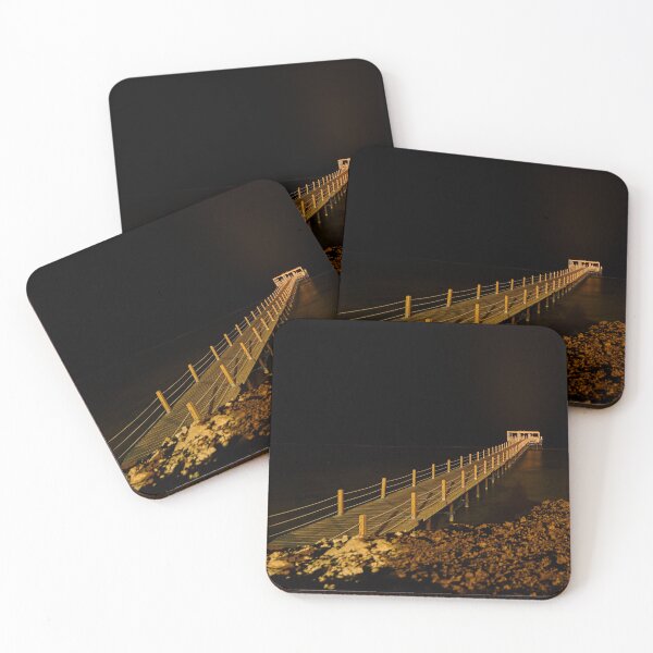 Item preview, Dramatic Night Sea Pier with Golden Light designed and sold by Rogi74.