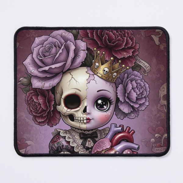 Item preview, Queen of Broken Hearts – Dark Kawaii Gothic Doll | Tattoo Style Art designed and sold by Piagor.