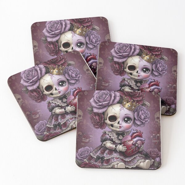 Item preview, Queen of Broken Hearts – Dark Kawaii Gothic Doll | Tattoo Style Art designed and sold by Piagor.