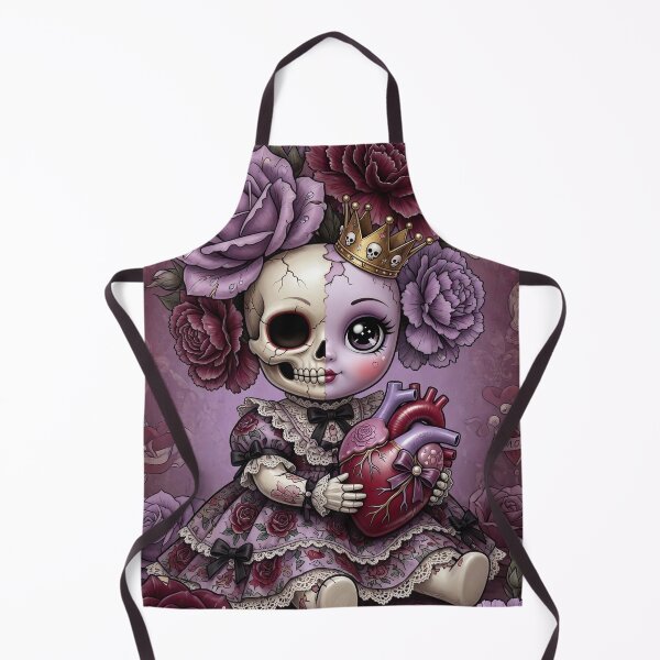 Item preview, Queen of Broken Hearts – Dark Kawaii Gothic Doll | Tattoo Style Art designed and sold by Piagor.