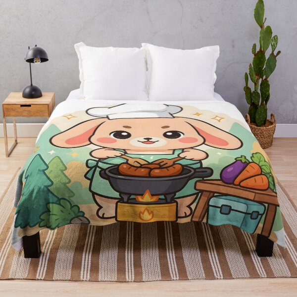 Item preview, Cute Kawaii Bunny Chef Camping Sticker designed and sold by ChibiPCStudio.