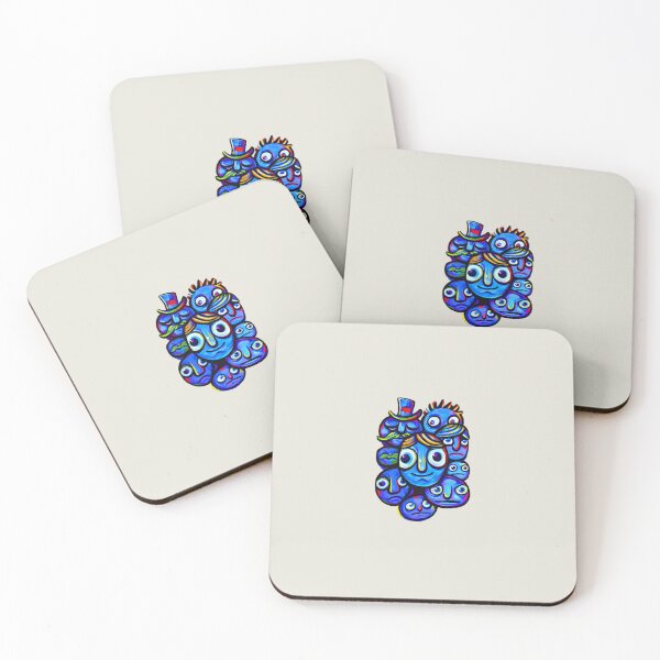 Item preview, Blue Abstract Faces Folk Art designed and sold by lalatrash.