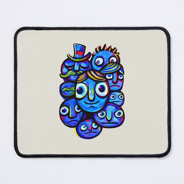 Item preview, Blue Abstract Faces Folk Art designed and sold by lalatrash.