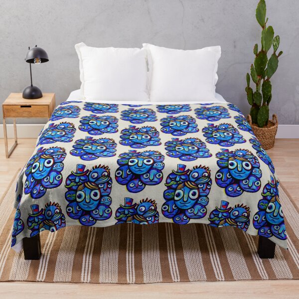 Item preview, Blue Abstract Faces Folk Art designed and sold by lalatrash.