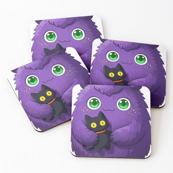 Aperçu de l'œuvre Icône de monstre violet mignon tenant un chat noir en peluche créée et vendue par pumsquare.
