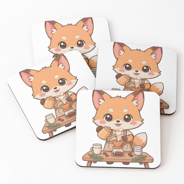 Item preview, Cute Kawaii Fox Brewing Coffee Camping Sticker designed and sold by ChibiPCStudio.