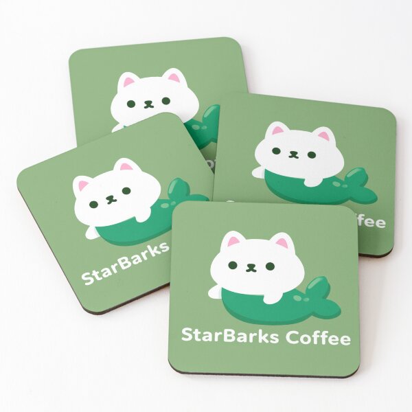Item preview, Cute Cat Mermaid Logo for StarBarks Coffee Brand With Playful Green Tail and Friendly Design designed and sold by KanDa-Shop.