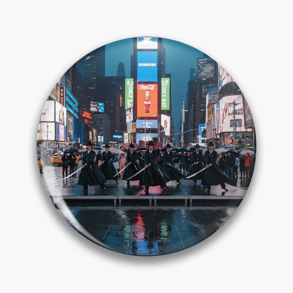 Item preview, Korean Traditional Jinju Geommu Sword Dance at New York Times Square Art Print, Cyberpunk Cultural Fusion Design designed and sold by SOOstudio73.
