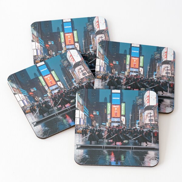 Item preview, Korean Traditional Jinju Geommu Sword Dance at New York Times Square Art Print, Cyberpunk Cultural Fusion Design designed and sold by SOOstudio73.