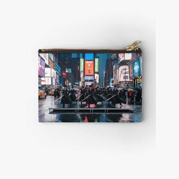 Item preview, Korean Traditional Jinju Geommu Sword Dance at New York Times Square Art Print, Cyberpunk Cultural Fusion Design designed and sold by SOOstudio73.