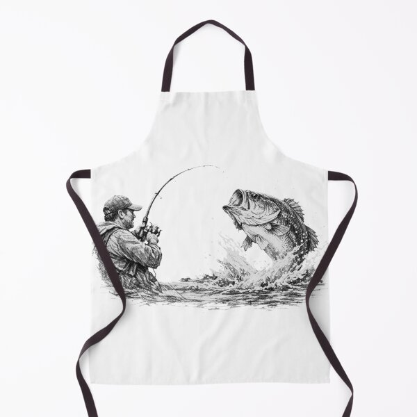 Item preview, Large Mouth Bass Strike - Black & White Fishing Art designed and sold by Fort Chiswell Trading Company.