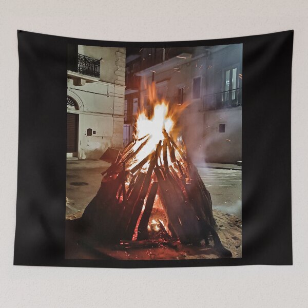 Item preview, Traditional Italian Village Bonfire - Glowing Fire & Sparks at Night designed and sold by EpicVistas.