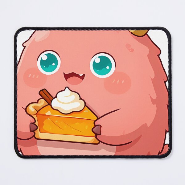 Item preview, Cute Fluffy Coral Monster with Pumpkin Pie Slice Icon designed and sold by pumsquare.