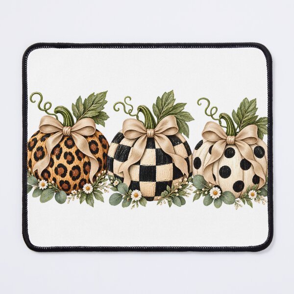 Item preview, Leopard Checkered Bow Pumpkin Trio Preppy Fall designed and sold by VGAfanatic.