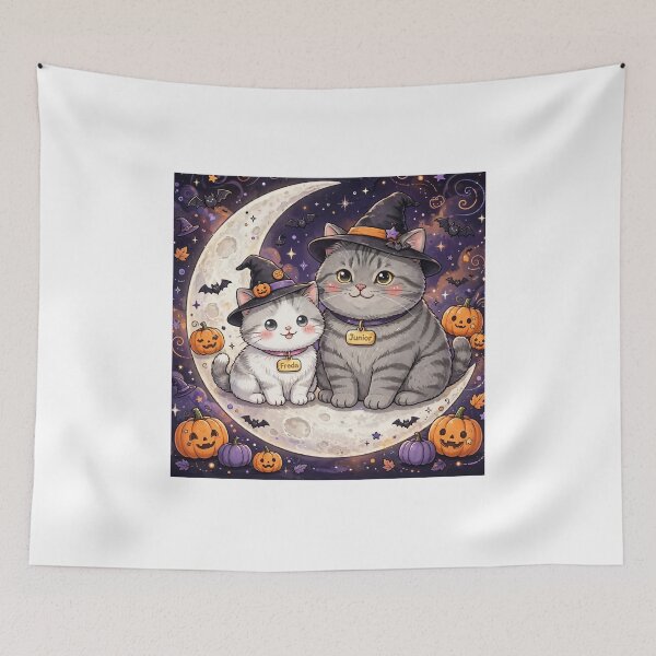 Item preview, Freda and Junior Witch Cats on Moon designed and sold by MAISON SYLVIE.