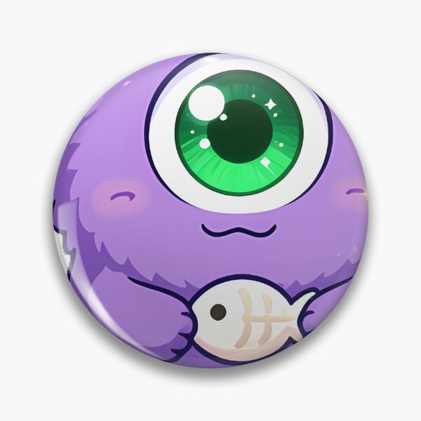 Item preview, Cute Fluffy Cyclops Cat Monster with Fish Bone Candy Icon designed and sold by pumsquare.