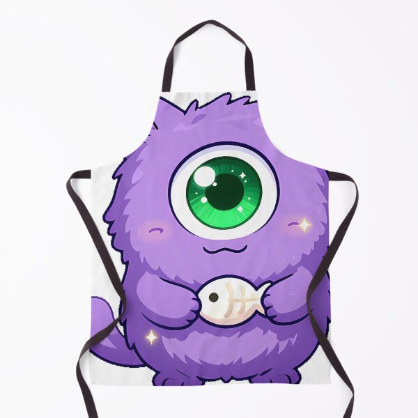 Item preview, Cute Fluffy Cyclops Cat Monster with Fish Bone Candy Icon designed and sold by pumsquare.