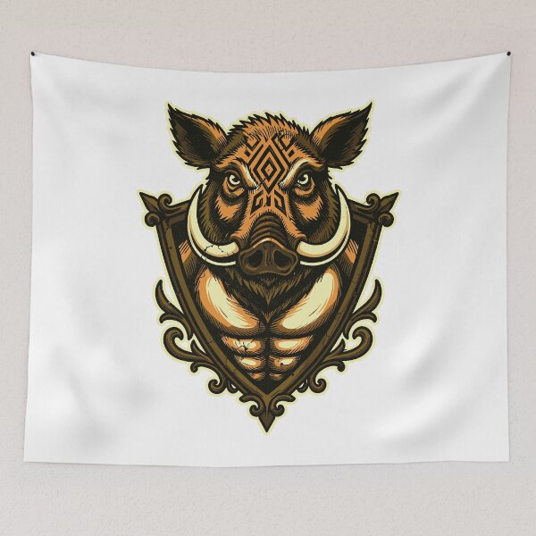 Item preview, Fierce Wild Boar Warrior Emblem Design designed and sold by Romgora.