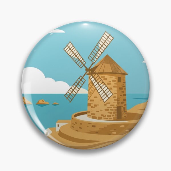 Item preview, Santorini Greece – Vintage Windmill Travel Poster designed and sold by @SHINTOSARTSTORE.