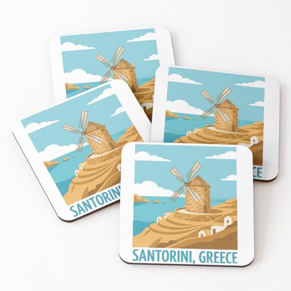 Item preview, Santorini Greece – Vintage Windmill Travel Poster designed and sold by @SHINTOSARTSTORE.