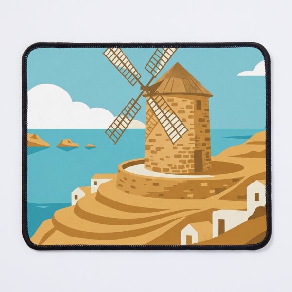 Item preview, Santorini Greece – Vintage Windmill Travel Poster designed and sold by @SHINTOSARTSTORE.