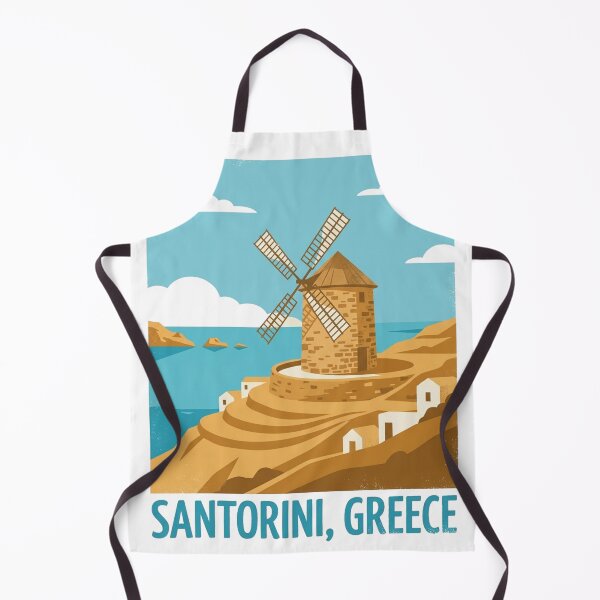 Item preview, Santorini Greece – Vintage Windmill Travel Poster designed and sold by @SHINTOSARTSTORE.