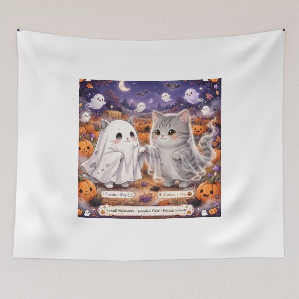 Item preview, Freda and Junior Ghost Cats Pumpkin Field designed and sold by MAISON SYLVIE.