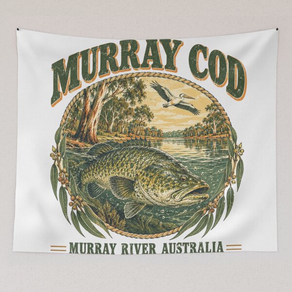 Item preview, Murray Cod Murray River Australia Freshwater Fishing Vintage Badge  designed and sold by Yellowriversss.