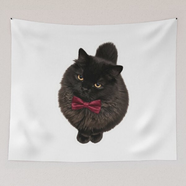Item preview, Sophisticated Fluffy Black Cat designed and sold by PetalsPaws.