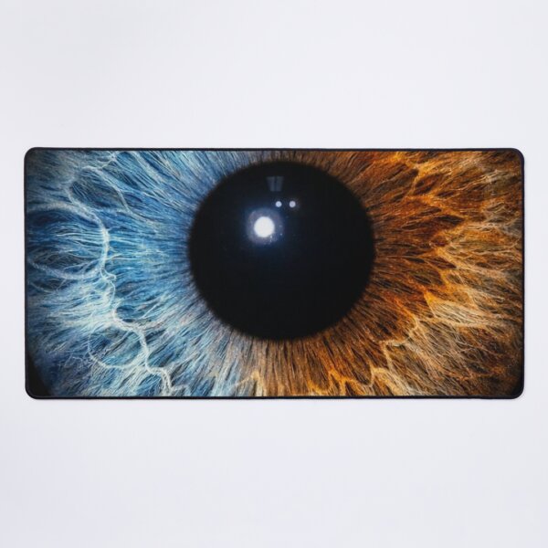 Item preview, Fire and Ice Human Eye Iris Macro Split Blue Orange Heterochromia Art designed and sold by LYAN-STORE.
