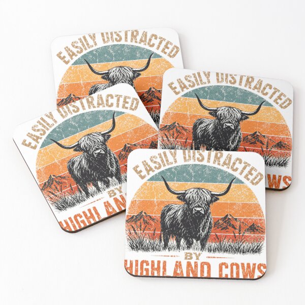 Item preview, Easily Distracted By Highland Cows Farmer Rancher Cattle Lover designed and sold by SkeletonsDanger.
