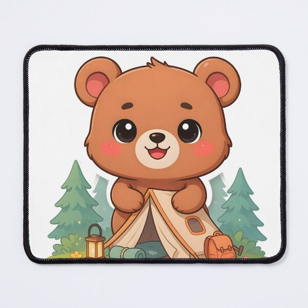 Item preview, Cute Kawaii Brown Bear Camping Tent Sticker designed and sold by ChibiPCStudio.