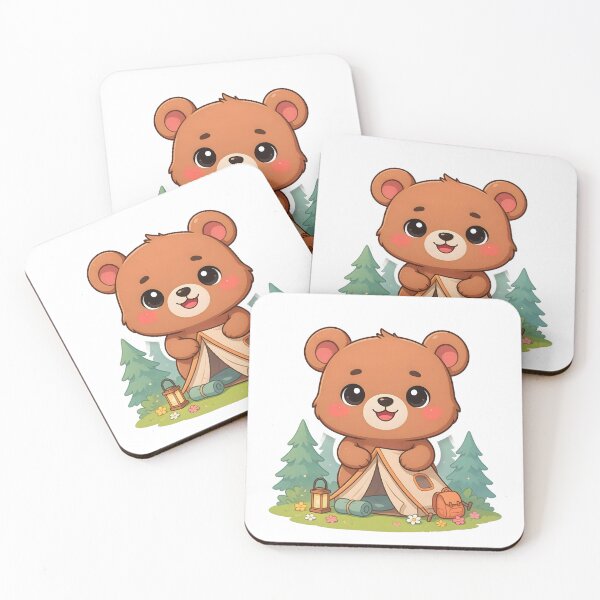Item preview, Cute Kawaii Brown Bear Camping Tent Sticker designed and sold by ChibiPCStudio.