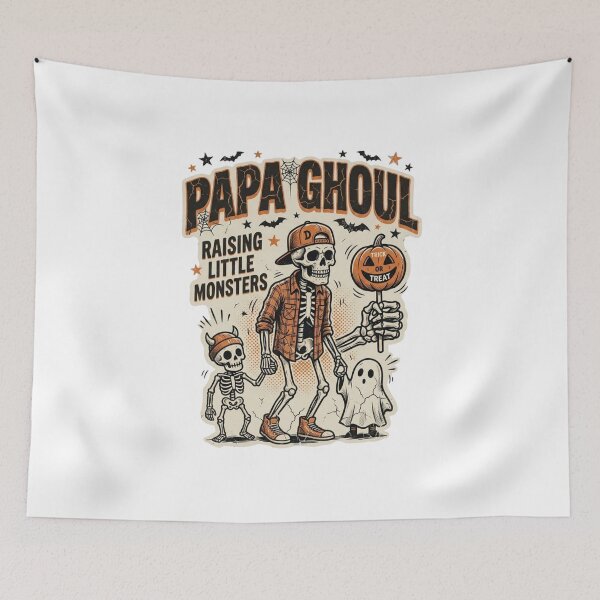 Item preview, Papa Ghoul Raising Little Monsters Vintage Halloween Dad T-Shirt designed and sold by KreatoLab.