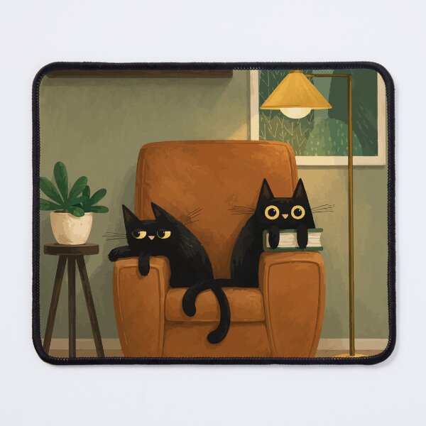 Item preview, Cozy Black Cats Reading Armchair Living Room Botanical Art designed and sold by The Upside Down.