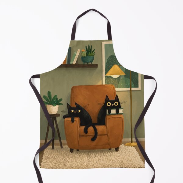 Item preview, Cozy Black Cats Reading Armchair Living Room Botanical Art designed and sold by The Upside Down.