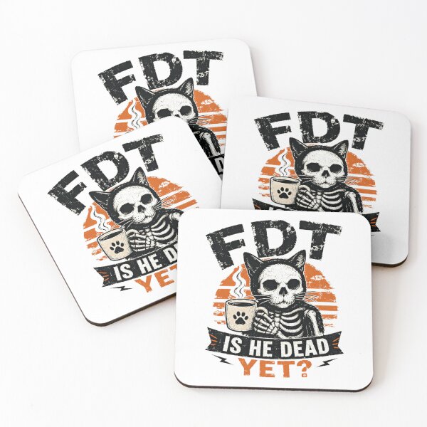 Item preview, FDT Is He Dead Yet? Cat Skeleton Coffee Lover Sarcastic Humor designed and sold by HumansStuck12.