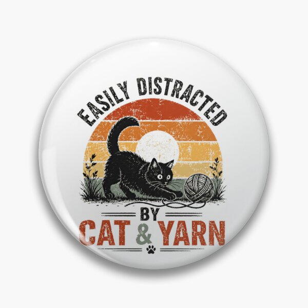 Item preview, Easily Distracted By Cat & Yarn Cat Lover Knitter Crafter designed and sold by SkeletonsDanger.