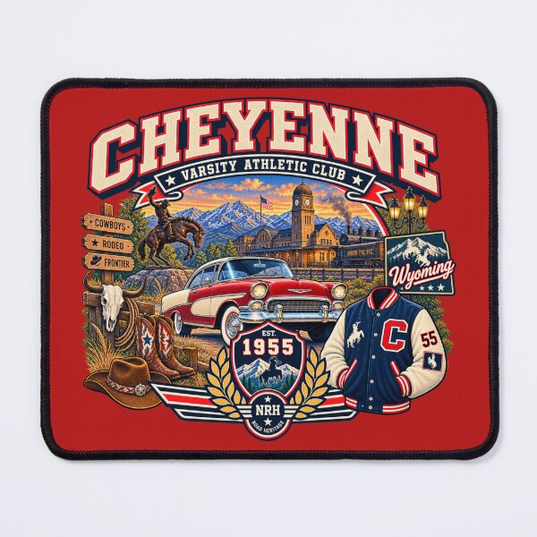 Item preview, Cheyenne Wyoming Varsity 1955 Design designed and sold by Normandy Road Heritage™ - Vintage Garage Art.