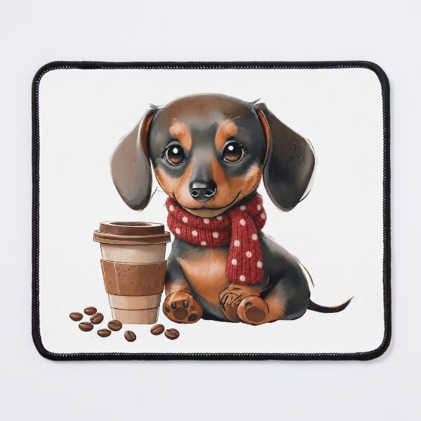 Item preview, Cozy Dachshund with Coffee Cup – Cute Dog Art designed and sold by Luna & Cleo Creative.