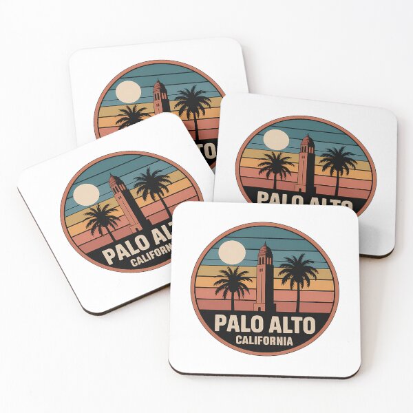 Artikelvorschau, Palo Alto California Retro Tower Palm Sunset Badge entworfen und verkauft von heckcarminas.