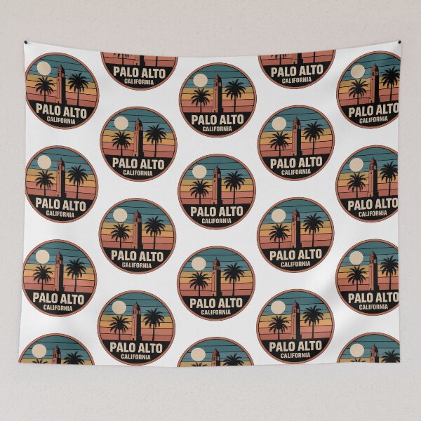 Item preview, Palo Alto California Retro Tower Palm Sunset Badge designed and sold by heckcarminas.