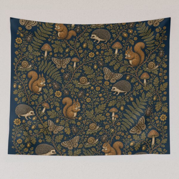 Item preview, Woodland Naturalist Vintage Forest Animals & Mushrooms Pattern designed and sold by SVox.