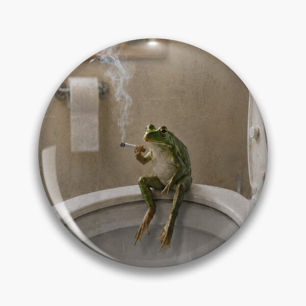 Item preview, Funny Smoking Frog on Toilet Bathroom Humor designed and sold by RigyIllustrates.