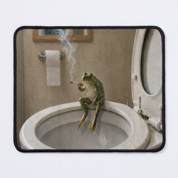 Item preview, Funny Smoking Frog on Toilet Bathroom Humor designed and sold by RigyIllustrates.