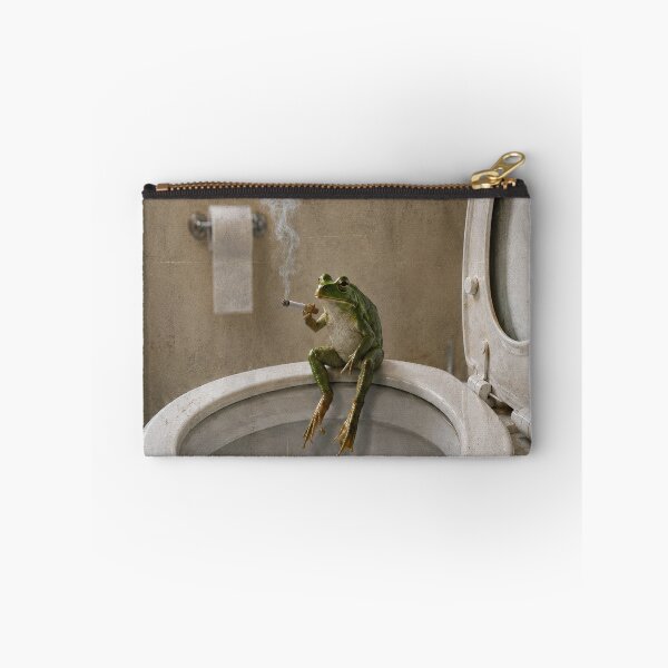Item preview, Funny Smoking Frog on Toilet Bathroom Humor designed and sold by RigyIllustrates.