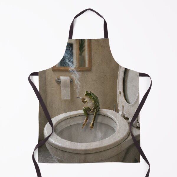 Item preview, Funny Smoking Frog on Toilet Bathroom Humor designed and sold by RigyIllustrates.