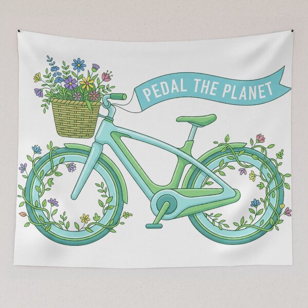 Item preview, Pedal The Planet Floral Bicycle Eco designed and sold by DigitalAnnaBanana.